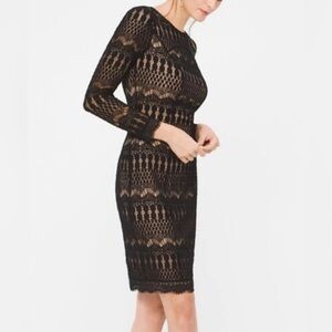 WHBM Black and nude lace dress